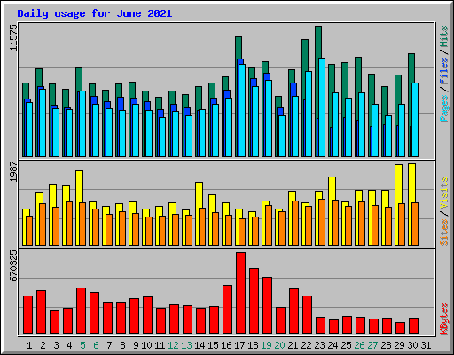 Daily usage for June 2021